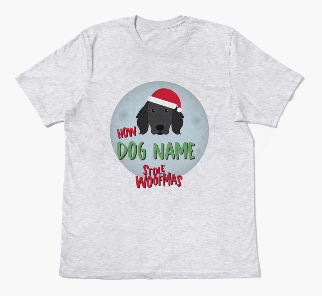 'How {dogsName} Stole Woofmas' - Personalized {breedFullName} Adult T-Shirt