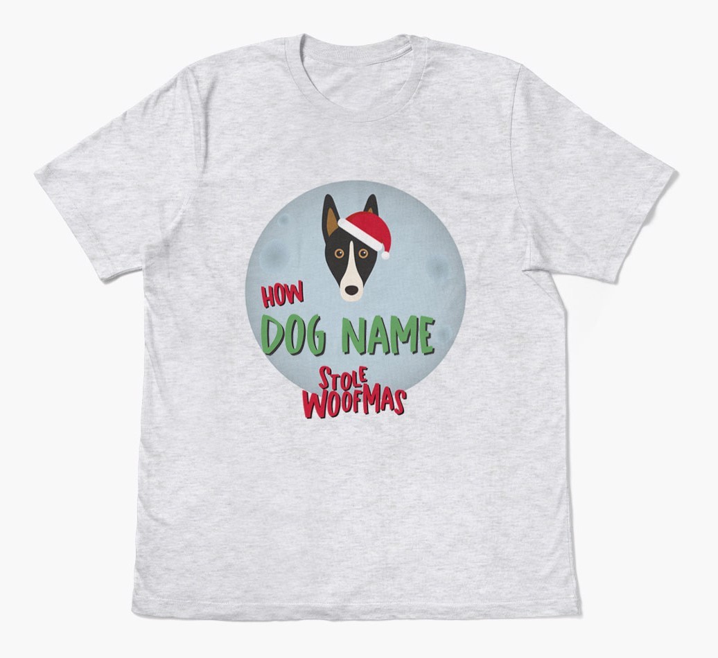 'How {dogsName} Stole Woofmas' - Personalized {breedFullName} Adult T-Shirt
