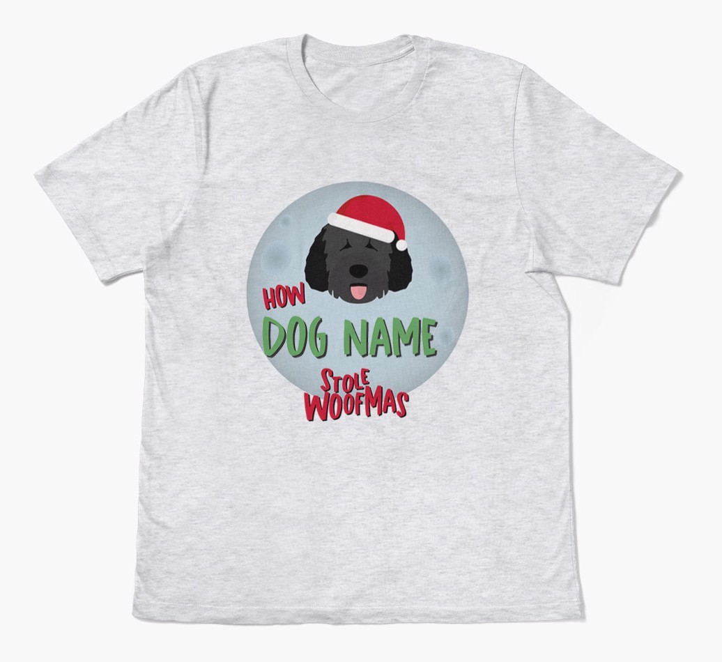 'How {dogsName} Stole Woofmas' - Personalized {breedFullName} Adult T-Shirt