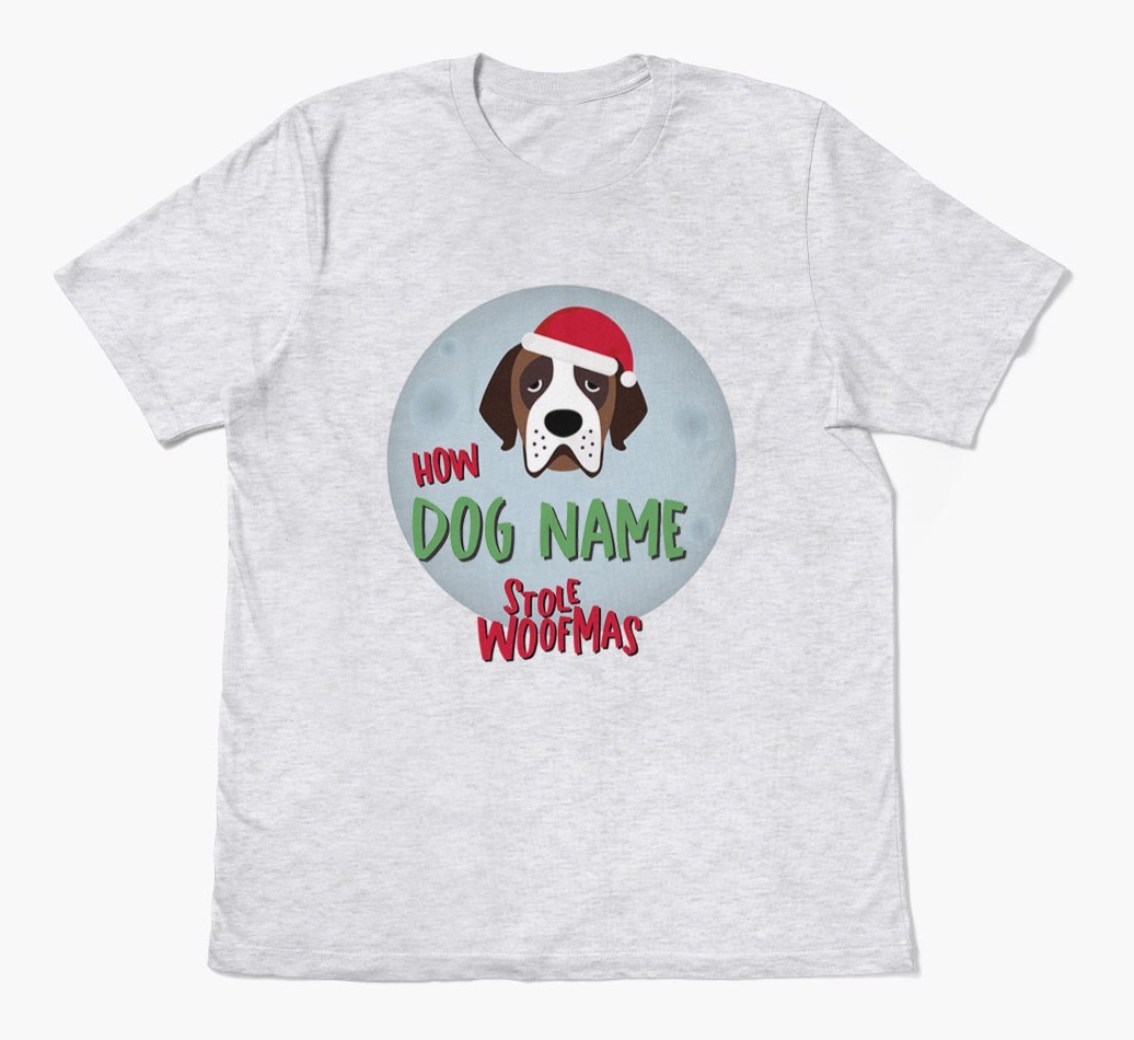'How {dogsName} Stole Woofmas' - Personalised {breedFullName} Adult T-Shirt