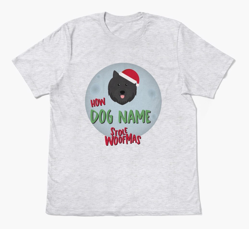 'How {dogsName} Stole Woofmas' - Personalized {breedFullName} Adult T-Shirt