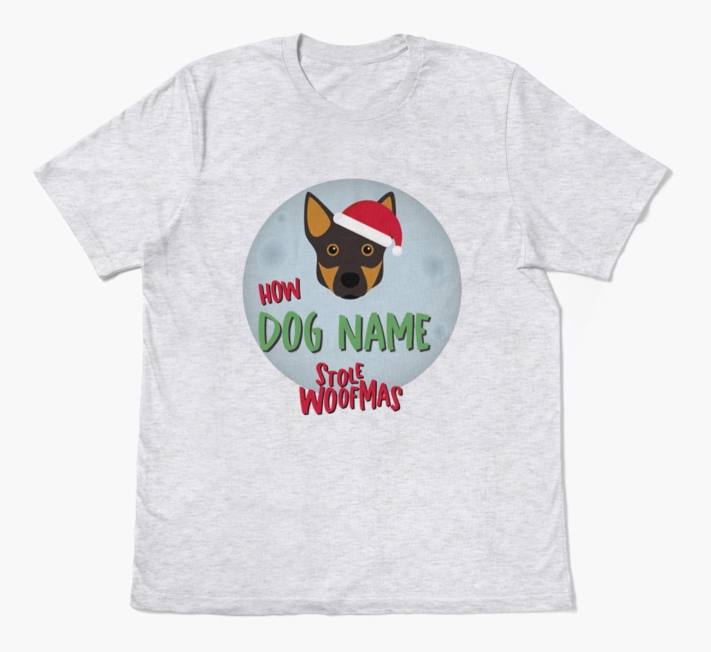 'How {dogsName} Stole Woofmas' - Personalized {breedFullName} Adult T-Shirt