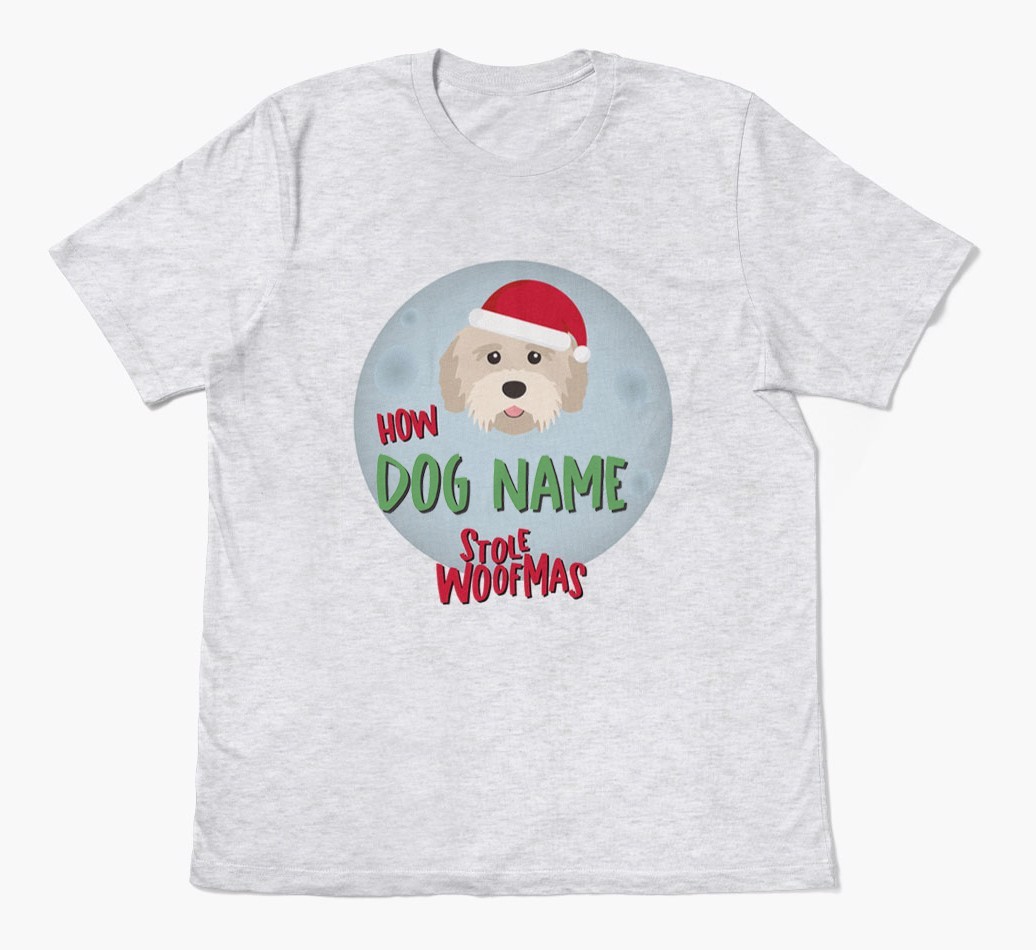 'How {dogsName} Stole Woofmas' - Personalised {breedFullName} Adult T-Shirt