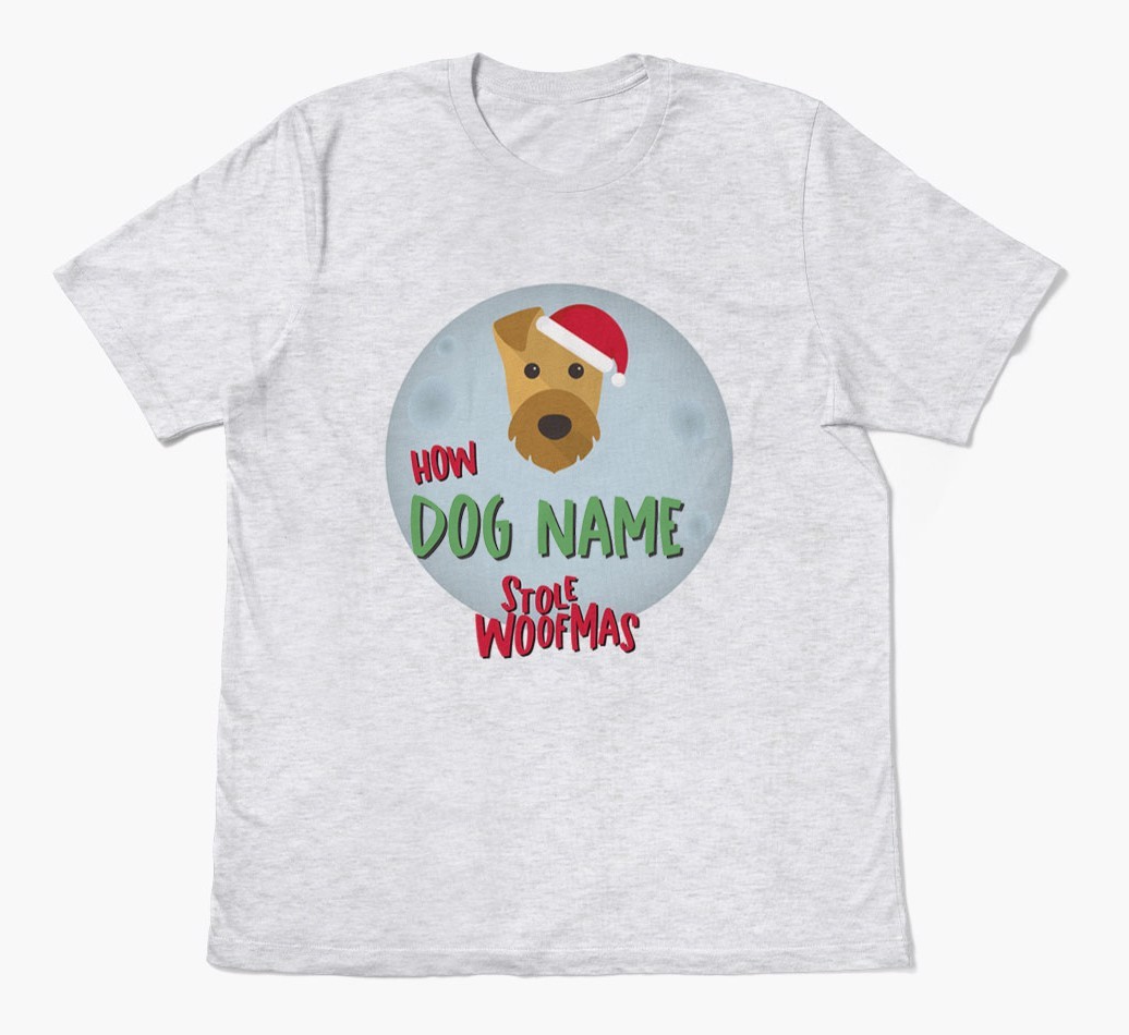 'How {dogsName} Stole Woofmas' - Personalized {breedFullName} Adult T-Shirt