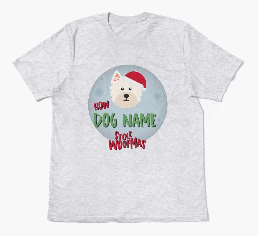 'How {dogsName} Stole Woofmas' - Personalised {breedFullName} Adult T-Shirt