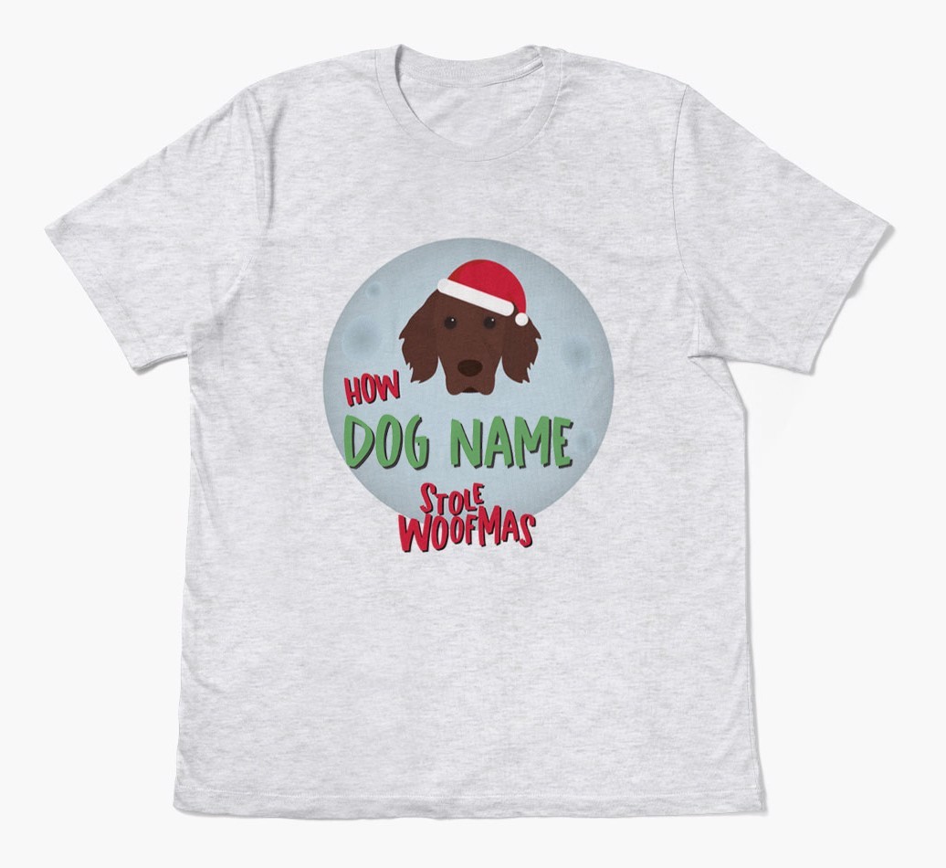'How {dogsName} Stole Woofmas' - Personalized {breedFullName} Adult T-Shirt