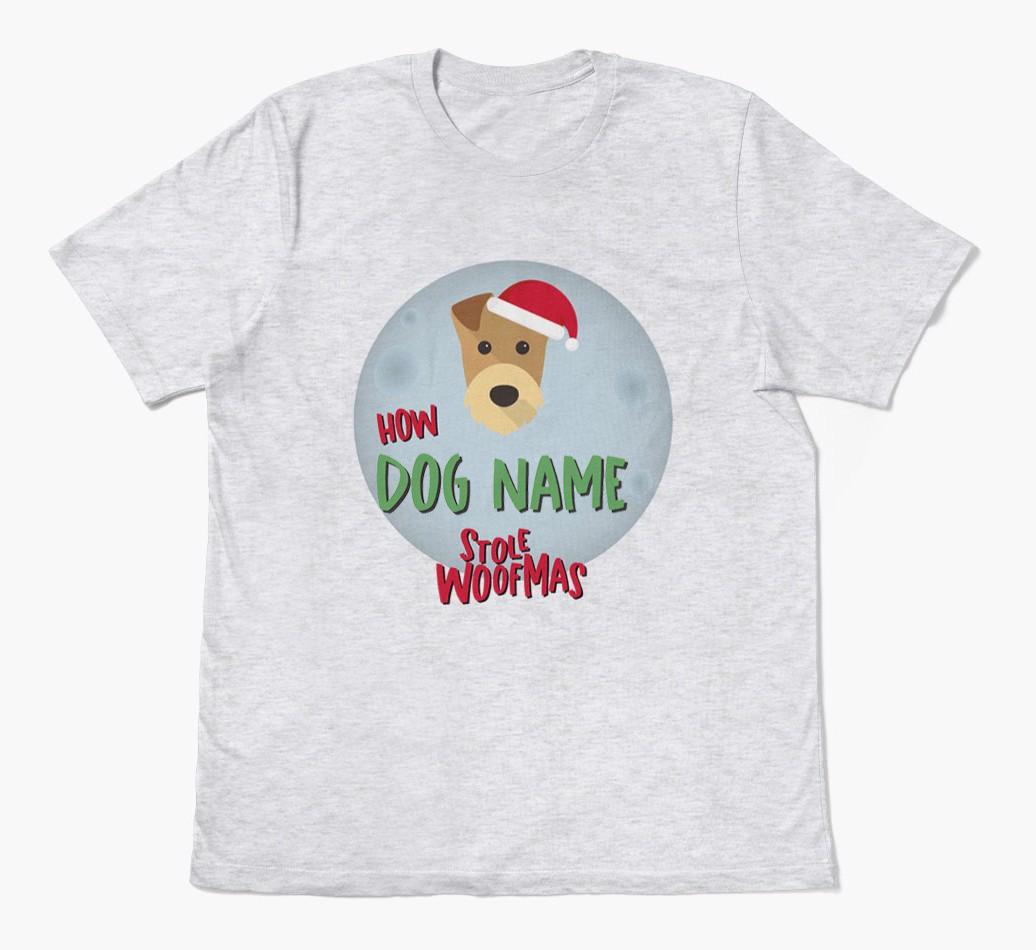 'How {dogsName} Stole Woofmas' - Personalized {breedFullName} Adult T-Shirt