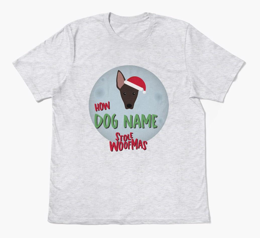 'How {dogsName} Stole Woofmas' - Personalized {breedFullName} Adult T-Shirt
