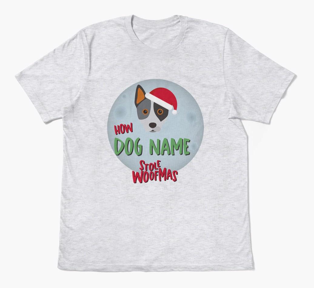 'How {dogsName} Stole Woofmas' - Personalized {breedFullName} Adult T-Shirt