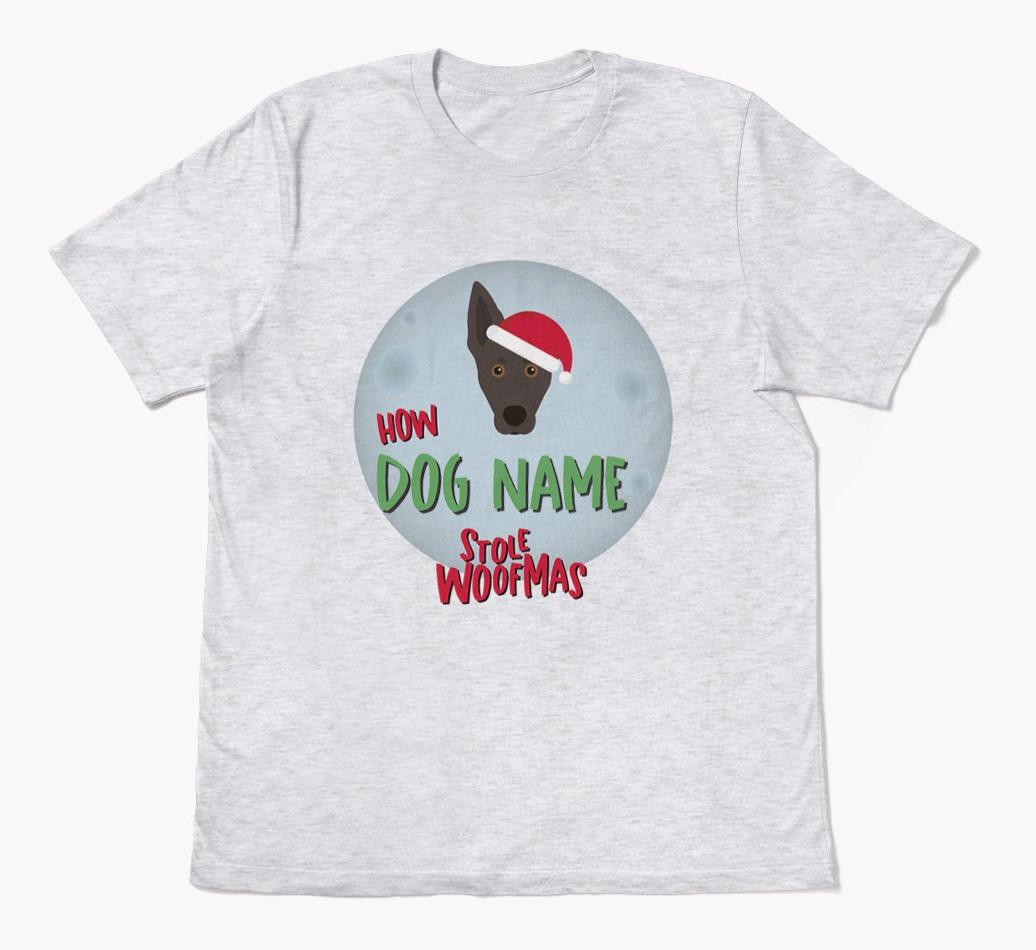 'How {dogsName} Stole Woofmas' - Personalized {breedFullName} Adult T-Shirt