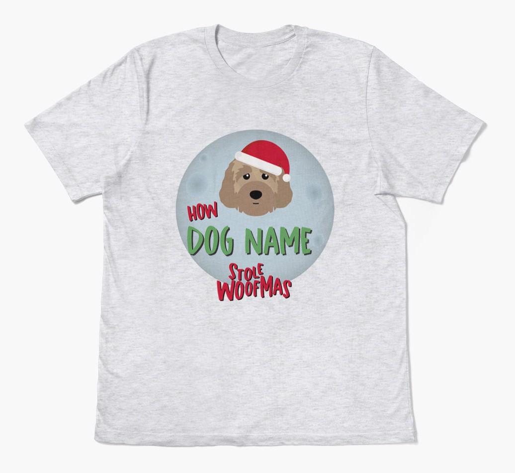 'How {dogsName} Stole Woofmas' - Personalized {breedFullName} Adult T-Shirt