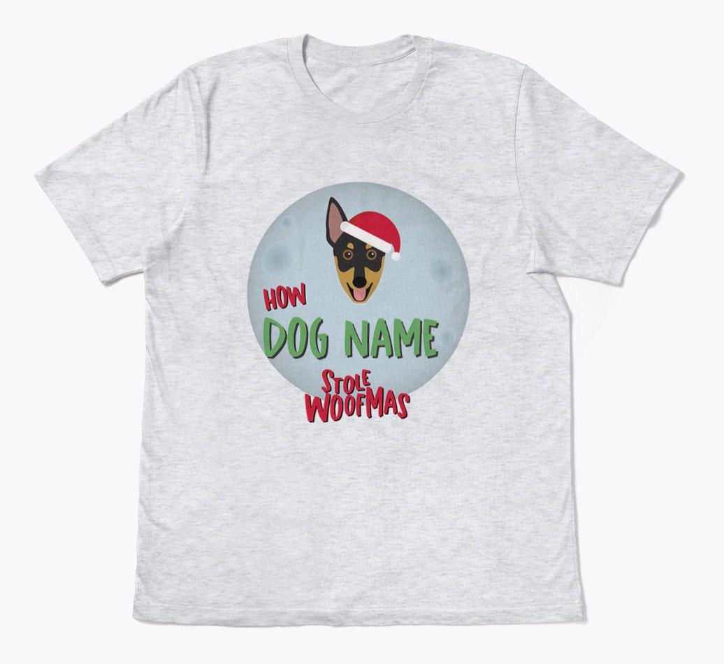 'How {dogsName} Stole Woofmas' - Personalized {breedFullName} Adult T-Shirt