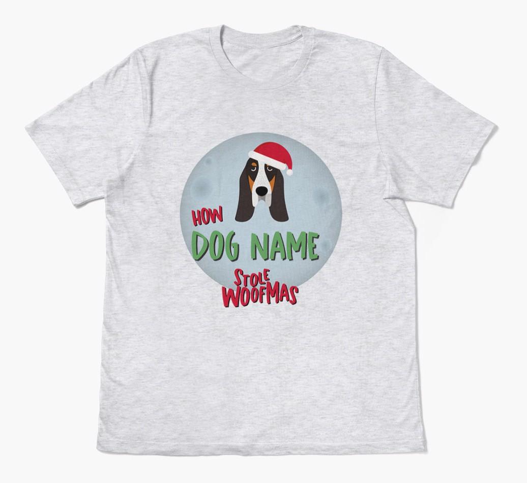 'How {dogsName} Stole Woofmas' - Personalized {breedFullName} Adult T-Shirt