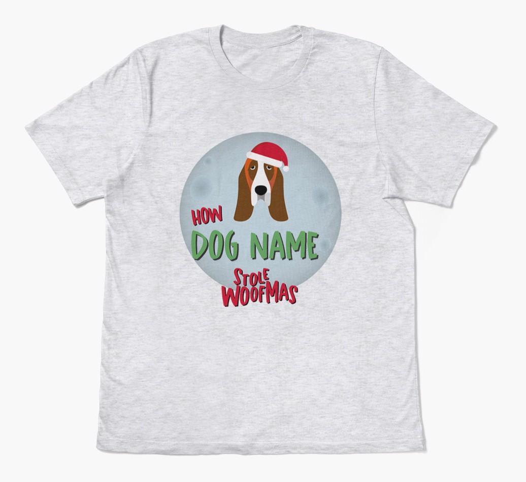 'How {dogsName} Stole Woofmas' - Personalized {breedFullName} Adult T-Shirt