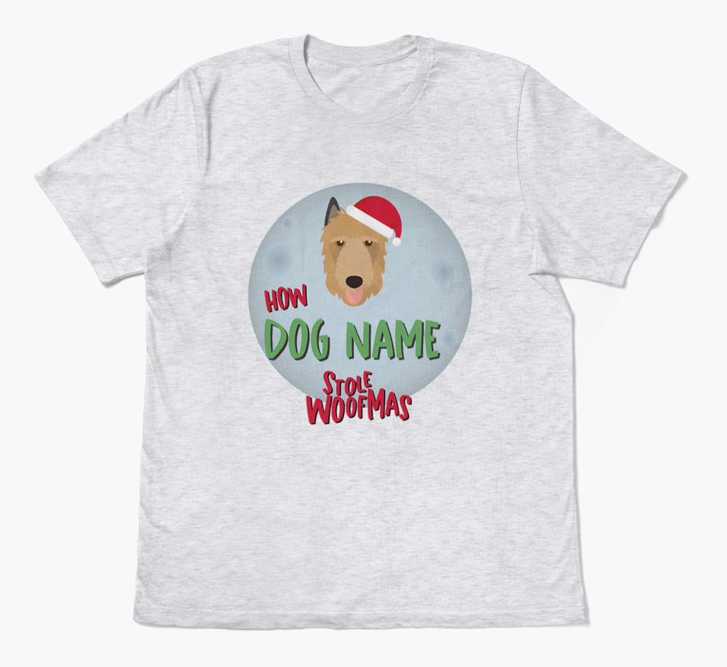 'How {dogsName} Stole Woofmas' - Personalized {breedFullName} Adult T-Shirt
