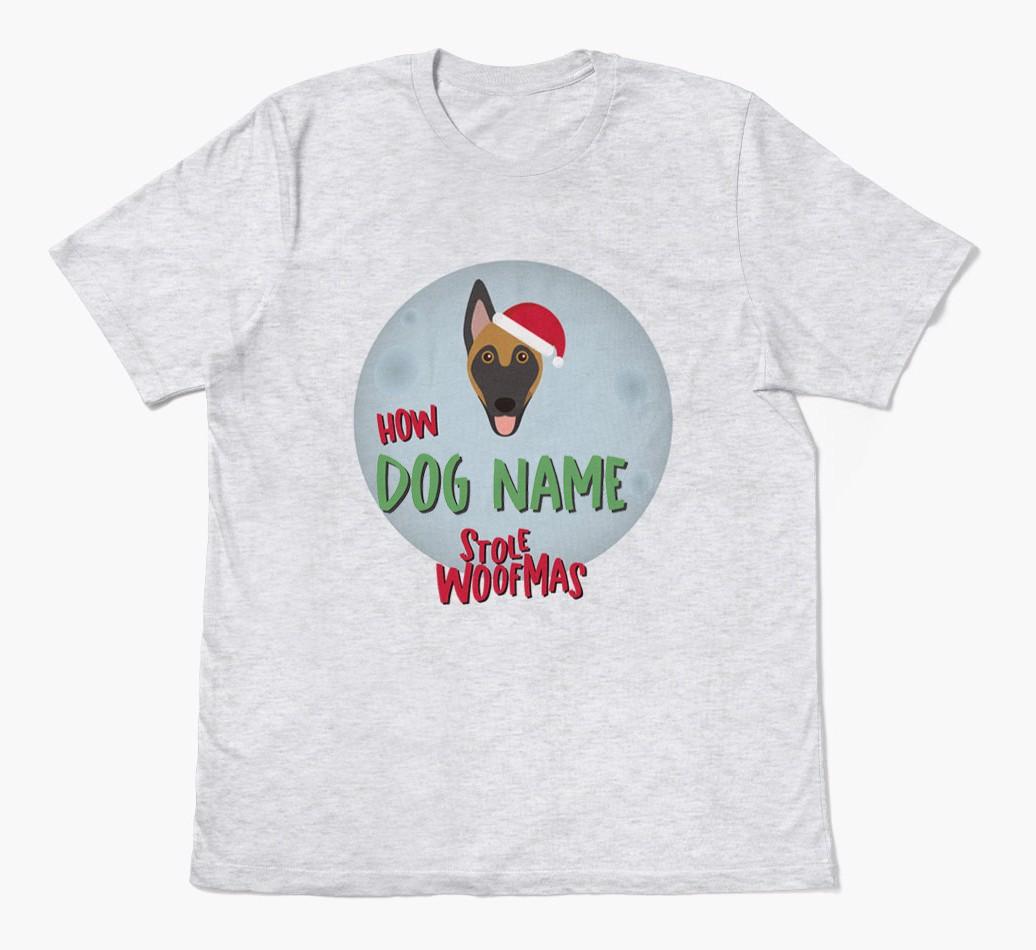 'How {dogsName} Stole Woofmas' - Personalized {breedFullName} Adult T-Shirt