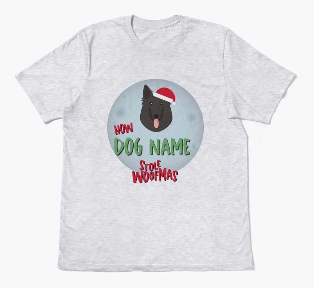 'How {dogsName} Stole Woofmas' - Personalized {breedFullName} Adult T-Shirt