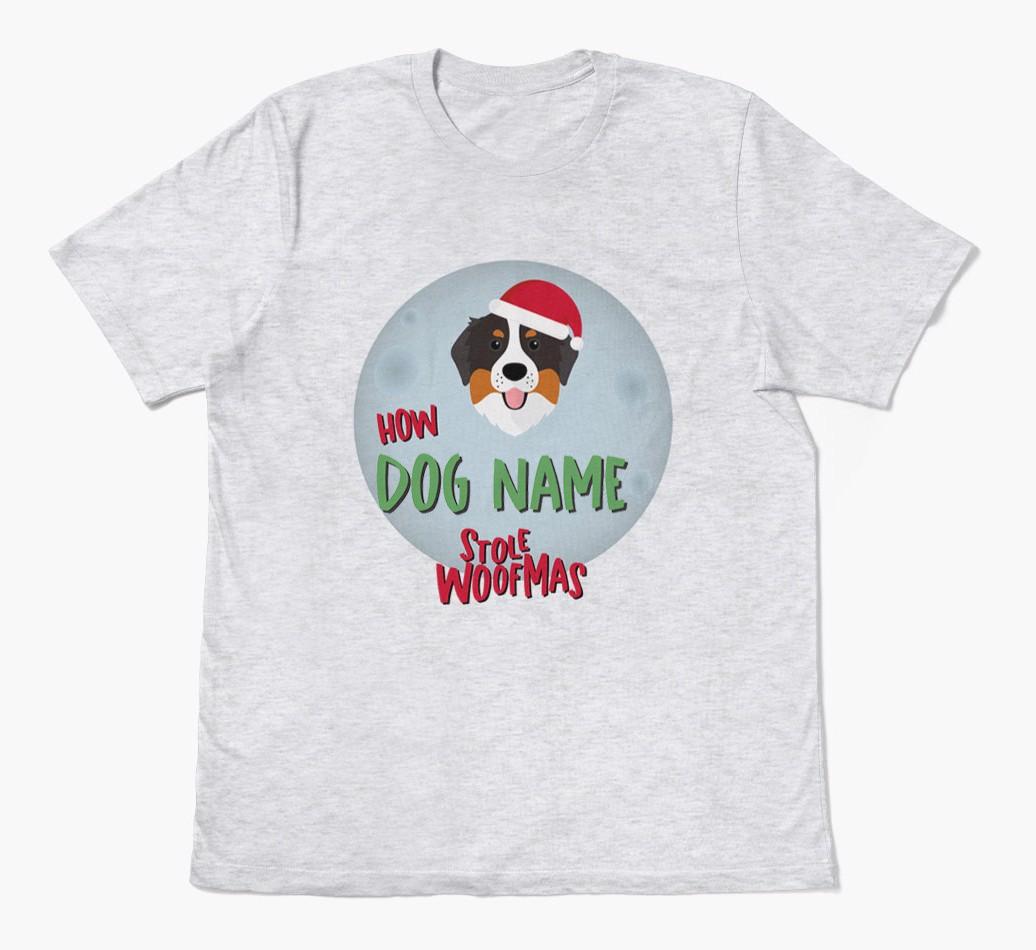 'How {dogsName} Stole Woofmas' - Personalized {breedFullName} Adult T-Shirt