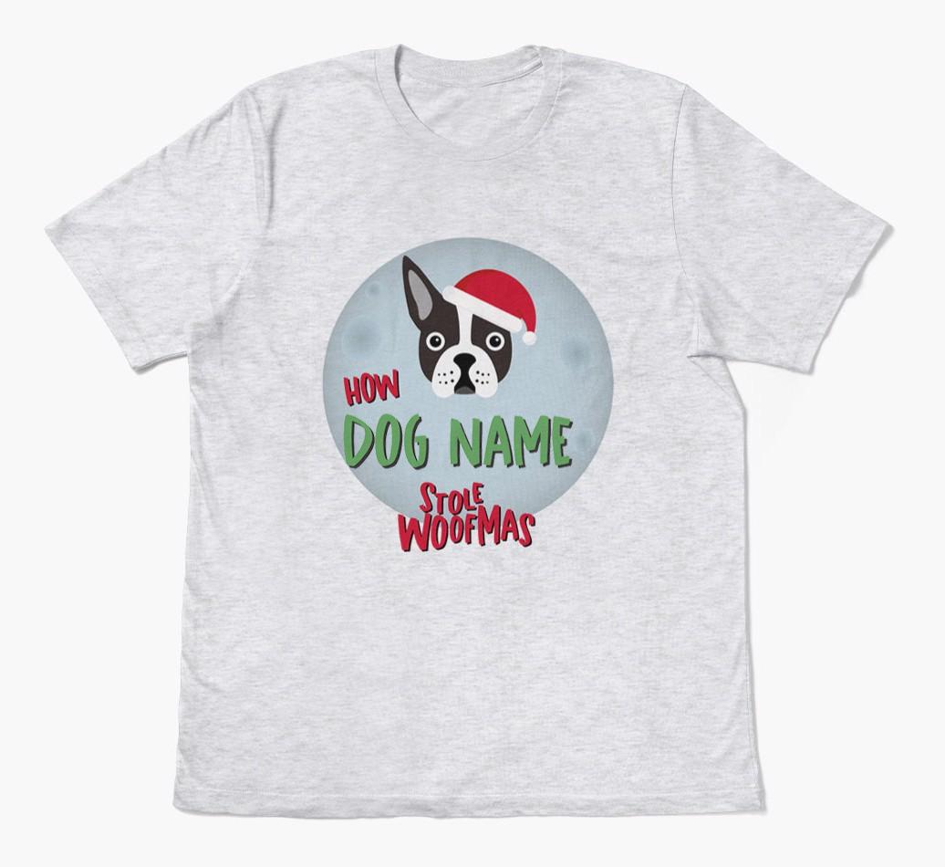 'How {dogsName} Stole Woofmas' - Personalized {breedFullName} Adult T-Shirt