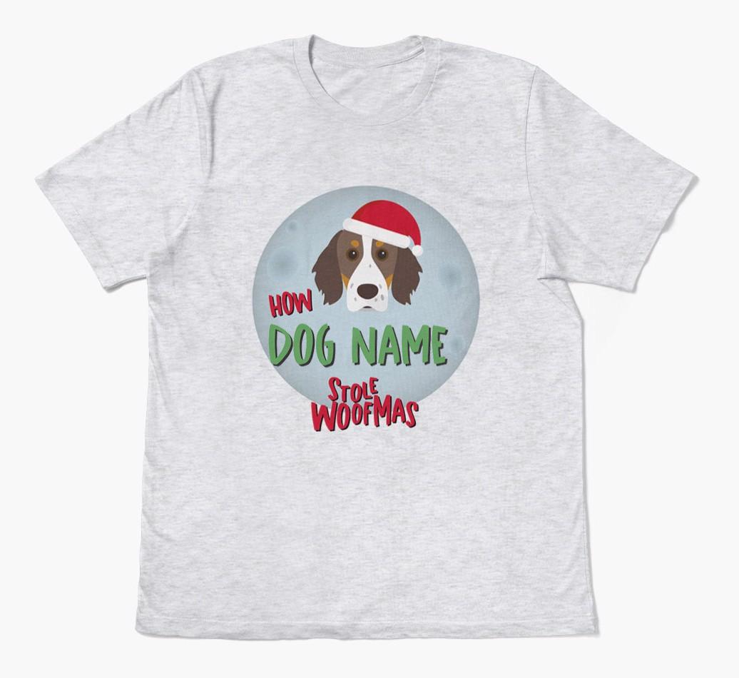 'How {dogsName} Stole Woofmas' - Personalized {breedFullName} Adult T-Shirt