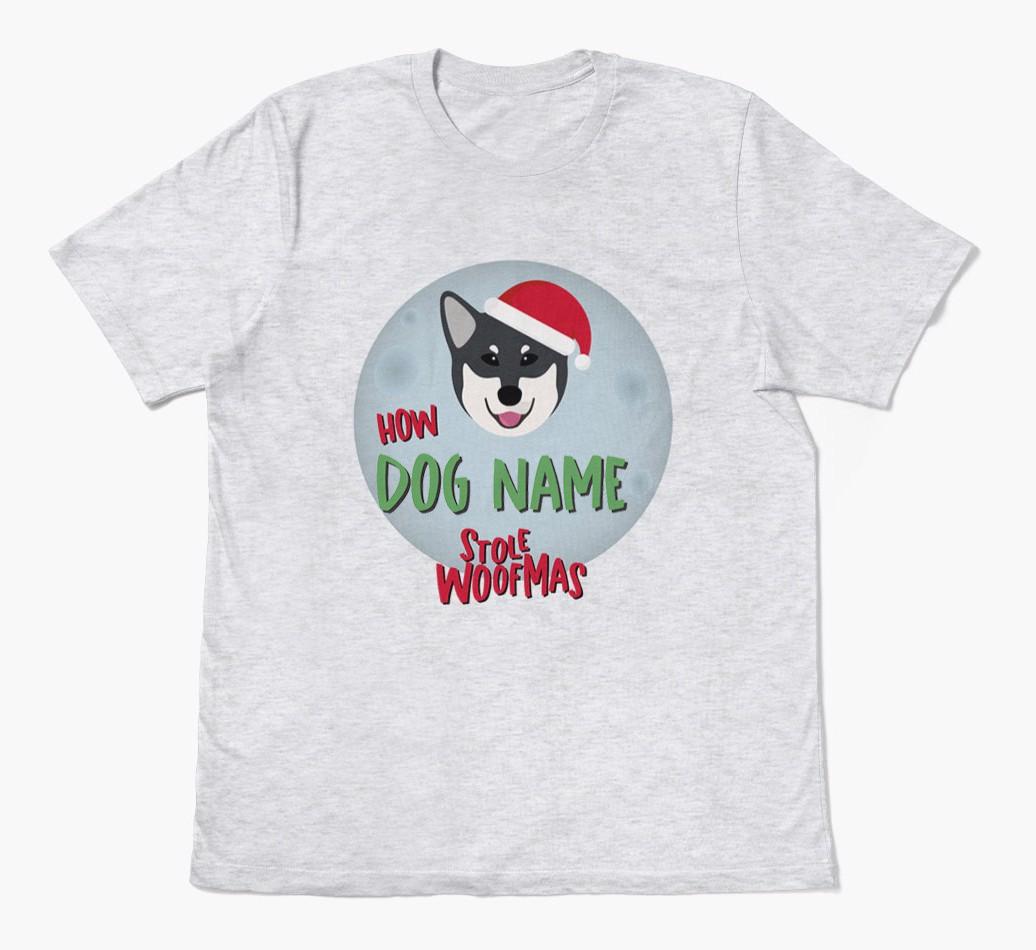 'How {dogsName} Stole Woofmas' - Personalized {breedFullName} Adult T-Shirt