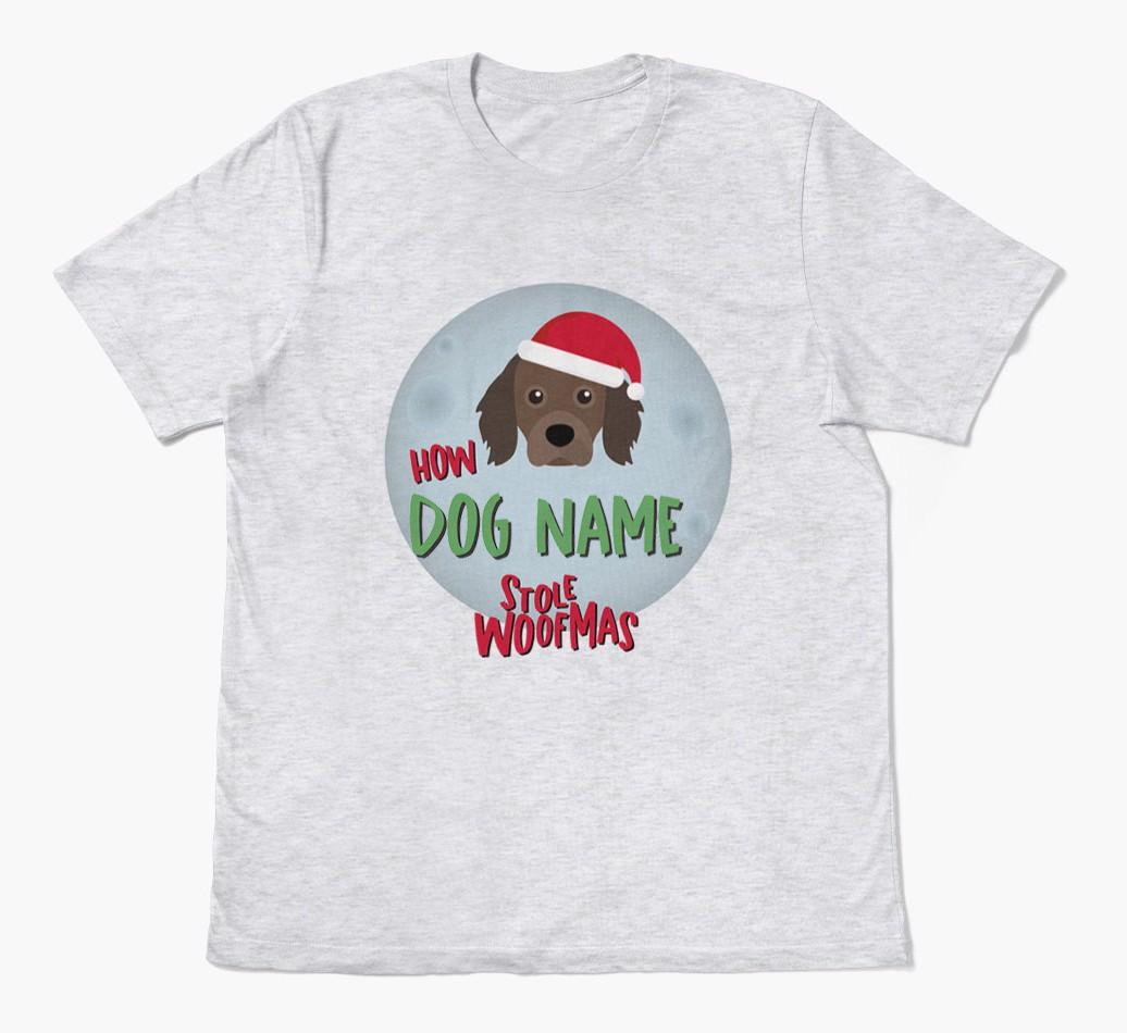 'How {dogsName} Stole Woofmas' - Personalized {breedFullName} Adult T-Shirt