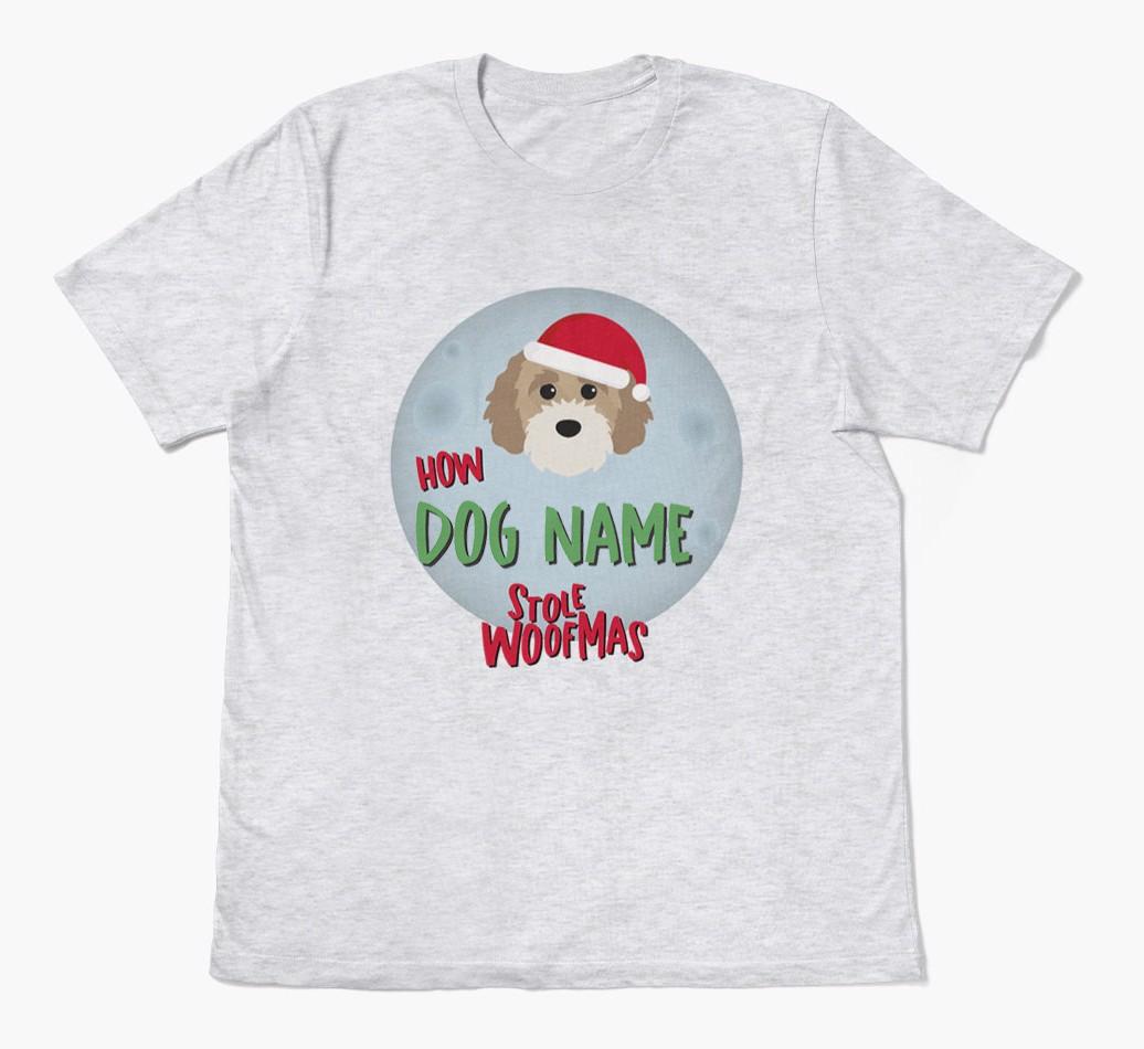 'How {dogsName} Stole Woofmas' - Personalized {breedFullName} Adult T-Shirt