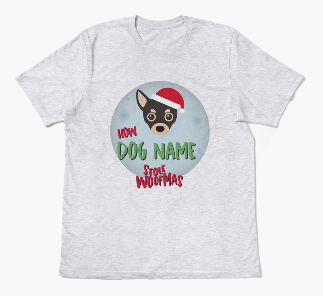 'How {dogsName} Stole Woofmas' - Personalized {breedFullName} Adult T-Shirt