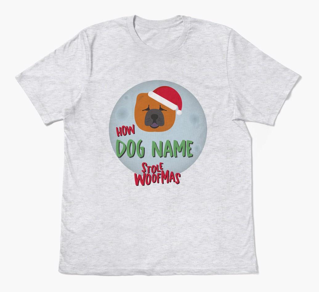 'How {dogsName} Stole Woofmas' - Personalized {breedFullName} Adult T-Shirt