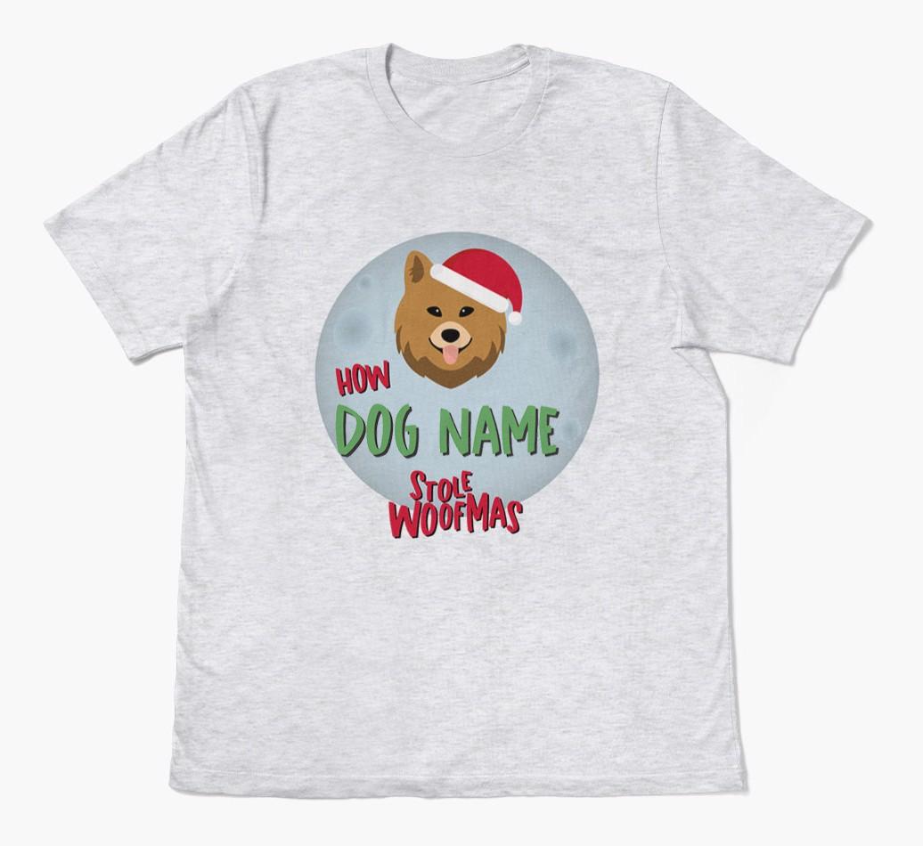 'How {dogsName} Stole Woofmas' - Personalized {breedFullName} Adult T-Shirt