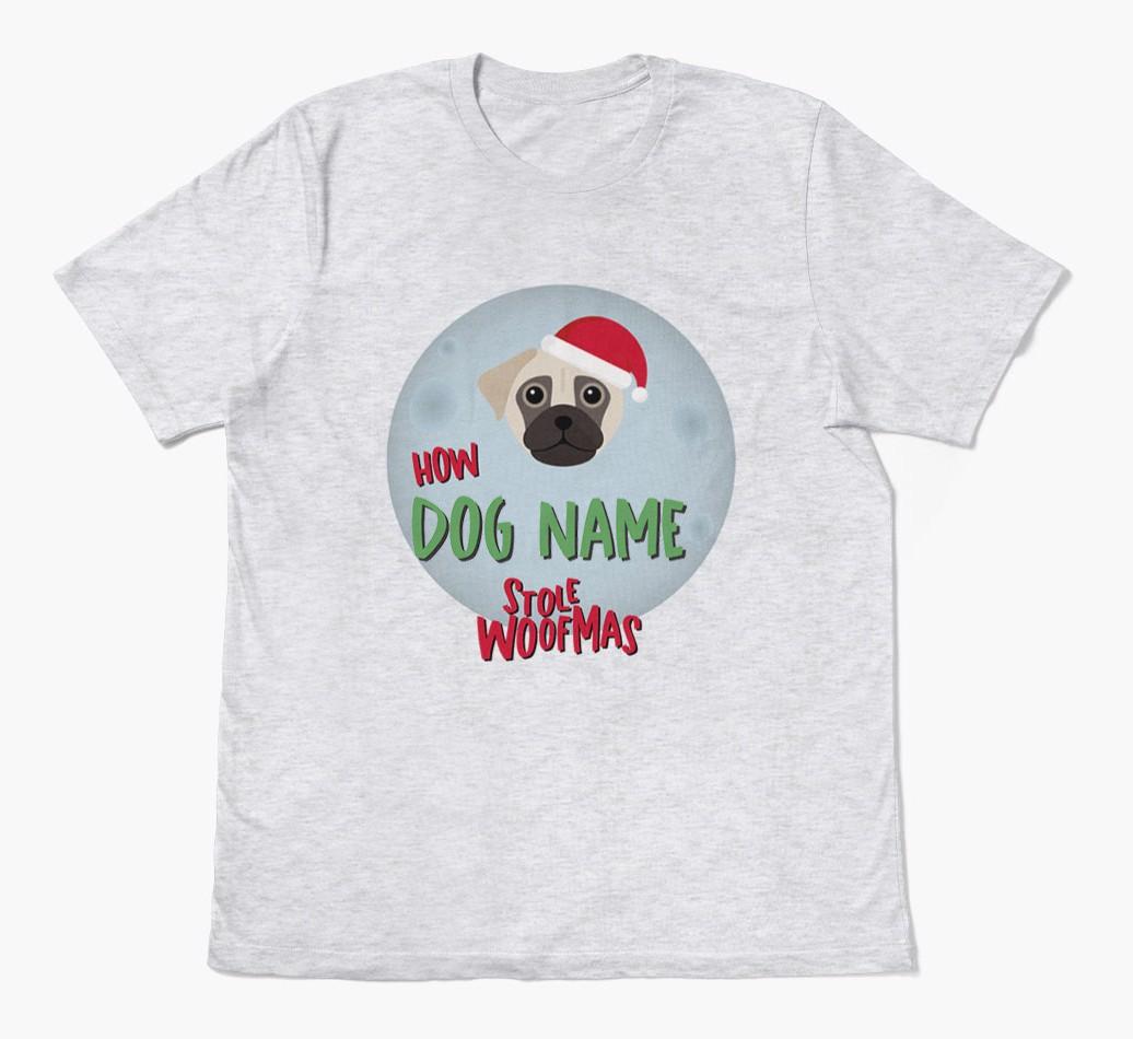 'How {dogsName} Stole Woofmas' - Personalized {breedFullName} Adult T-Shirt