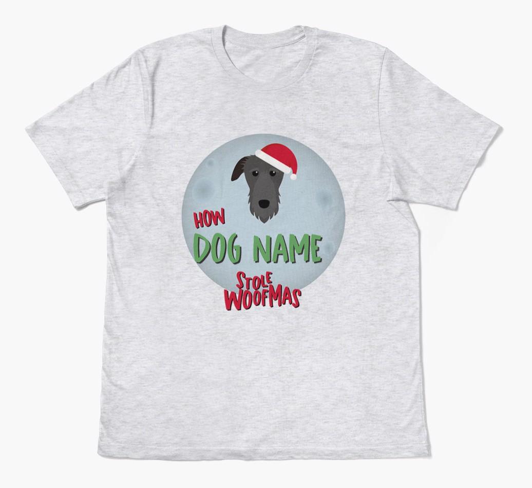 'How {dogsName} Stole Woofmas' - Personalized {breedFullName} Adult T-Shirt