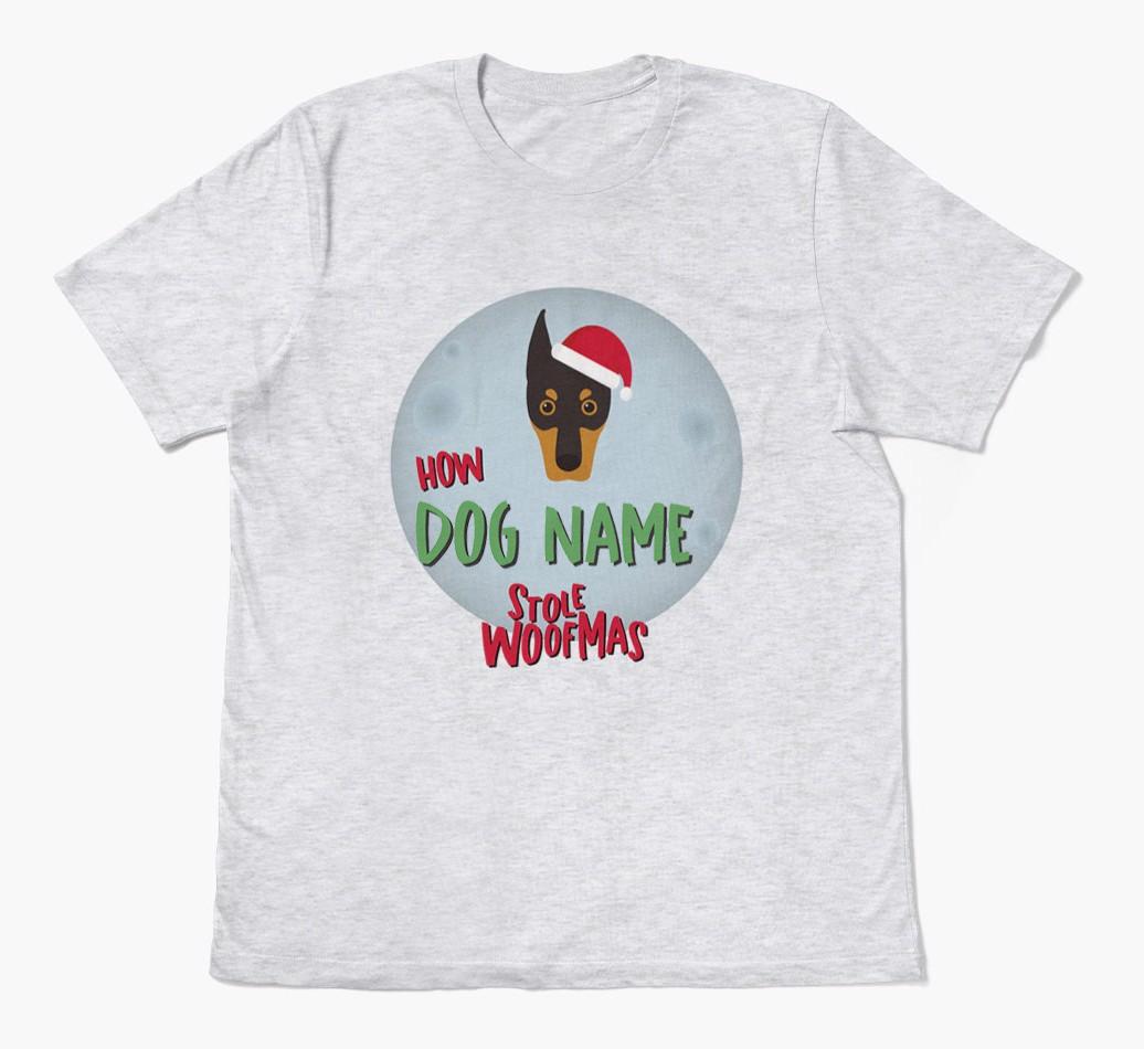 'How {dogsName} Stole Woofmas' - Personalized {breedFullName} Adult T-Shirt