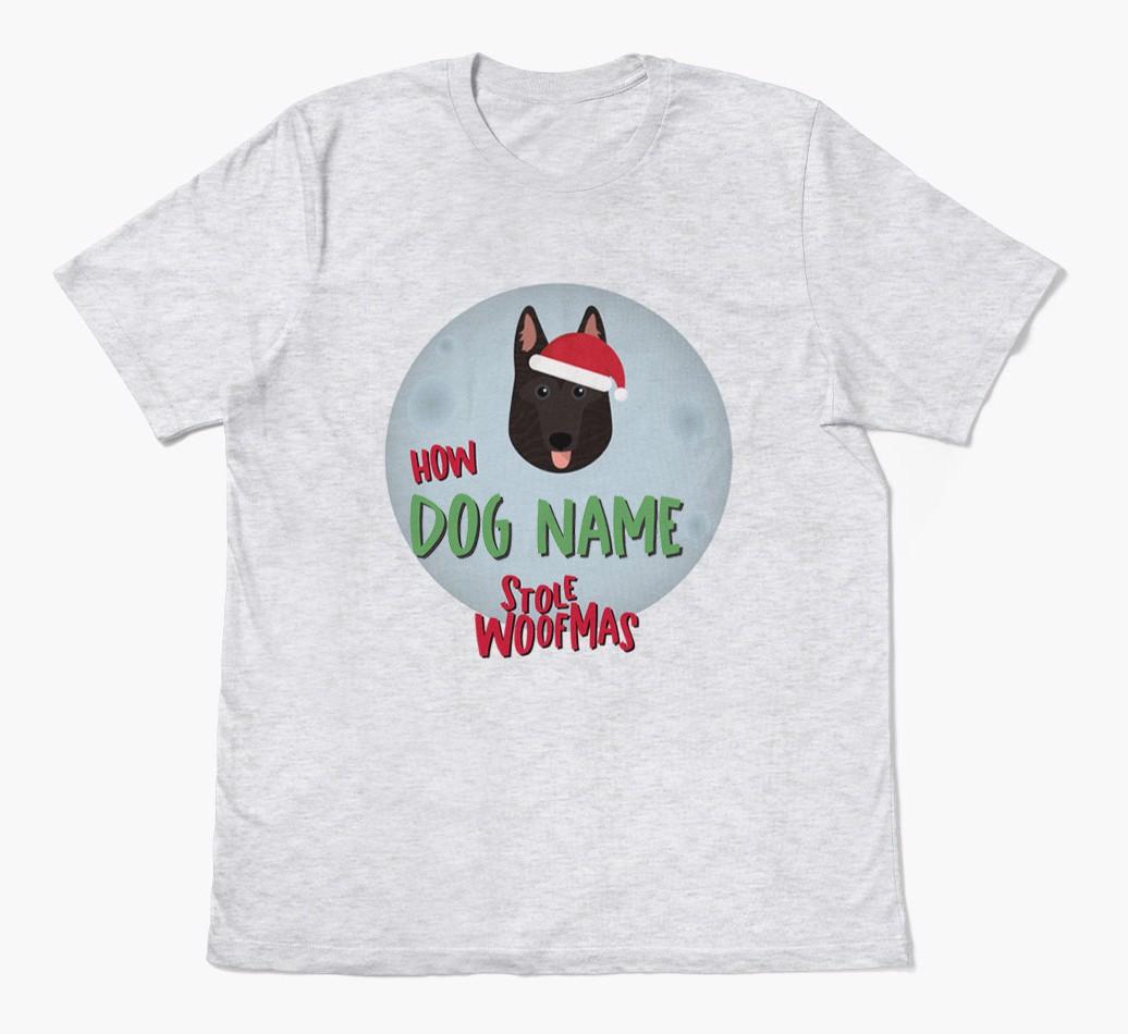 'How {dogsName} Stole Woofmas' - Personalized {breedFullName} Adult T-Shirt