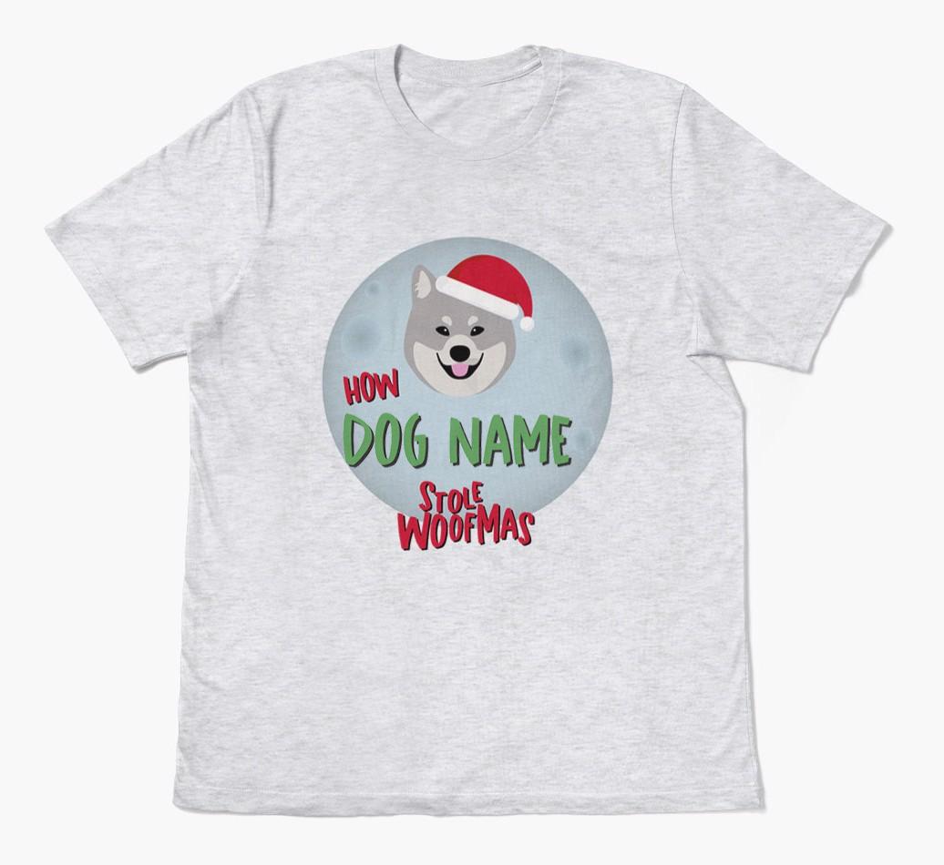 'How {dogsName} Stole Woofmas' - Personalized {breedFullName} Adult T-Shirt