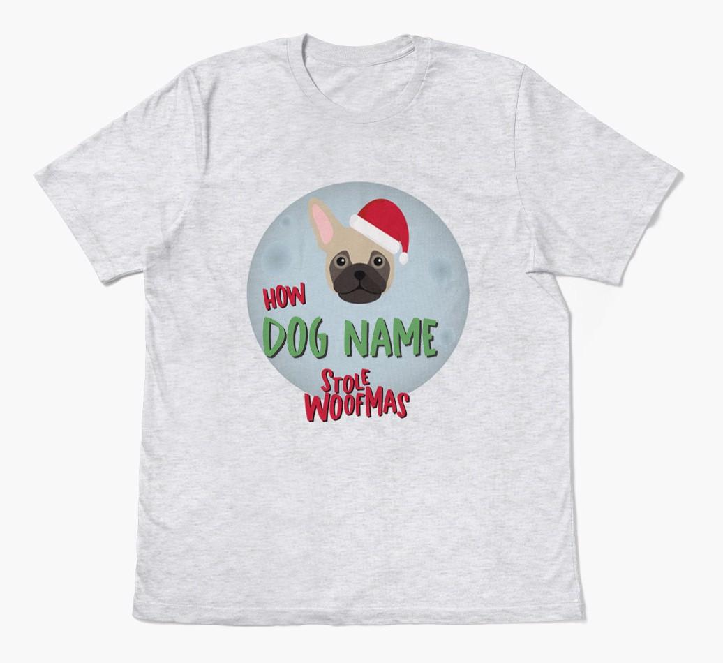 'How {dogsName} Stole Woofmas' - Personalized {breedFullName} Adult T-Shirt