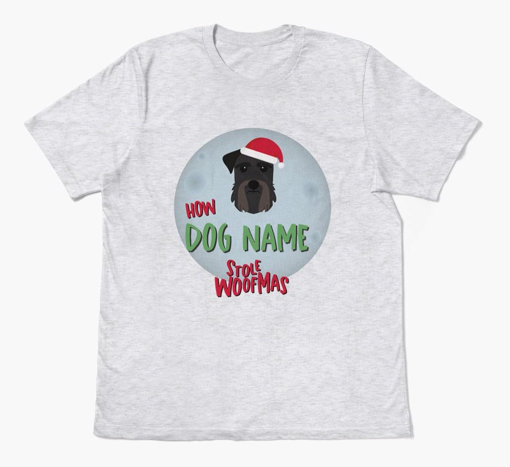 'How {dogsName} Stole Woofmas' - Personalized {breedFullName} Adult T-Shirt