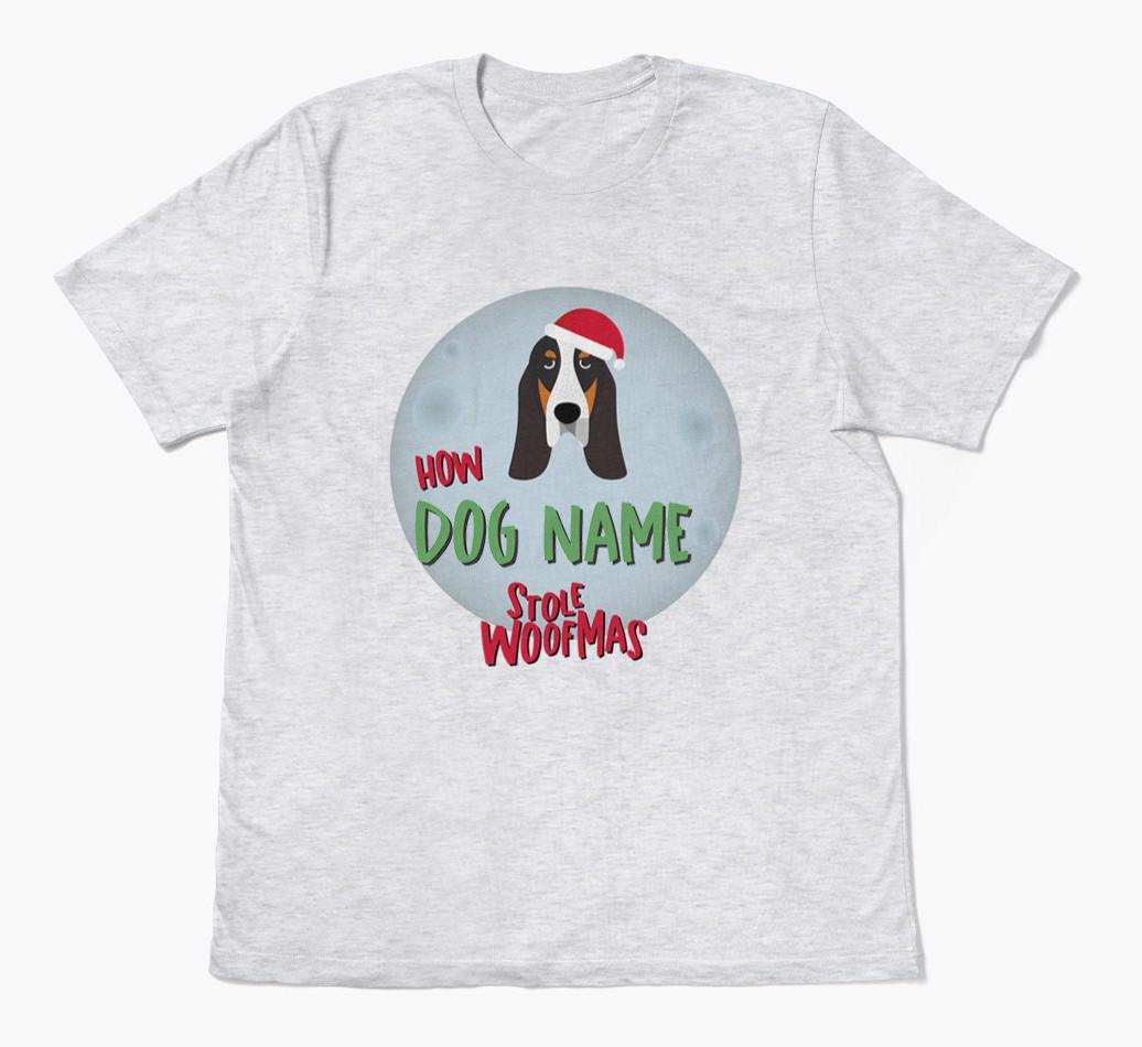 'How {dogsName} Stole Woofmas' - Personalized {breedFullName} Adult T-Shirt