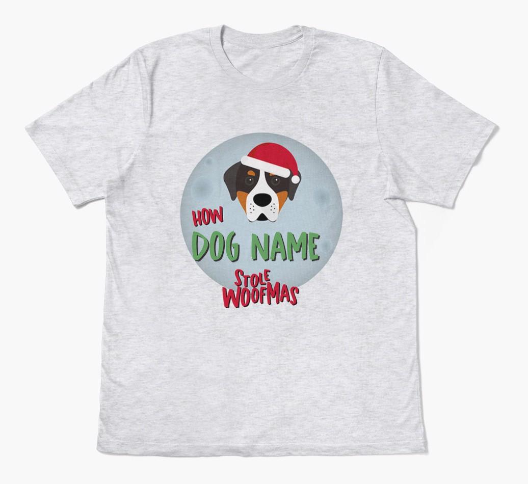 'How {dogsName} Stole Woofmas' - Personalized {breedFullName} Adult T-Shirt
