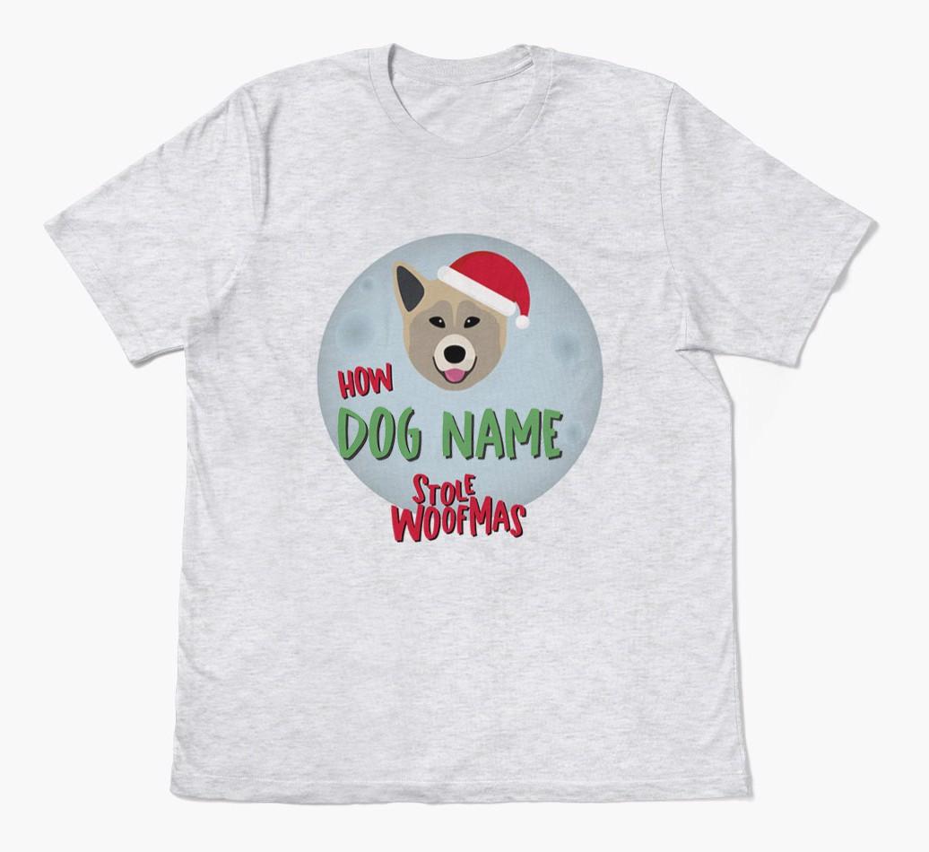 'How {dogsName} Stole Woofmas' - Personalized {breedFullName} Adult T-Shirt
