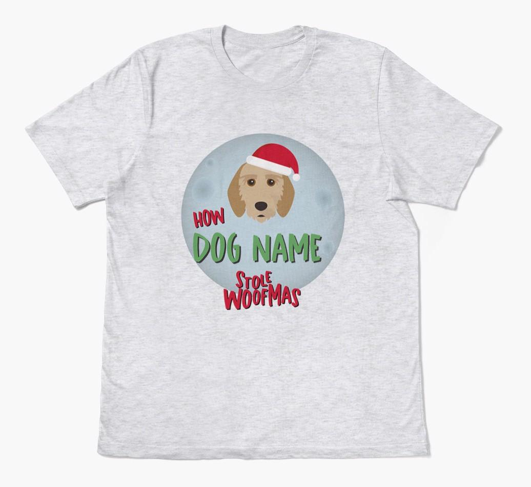 'How {dogsName} Stole Woofmas' - Personalized {breedFullName} Adult T-Shirt