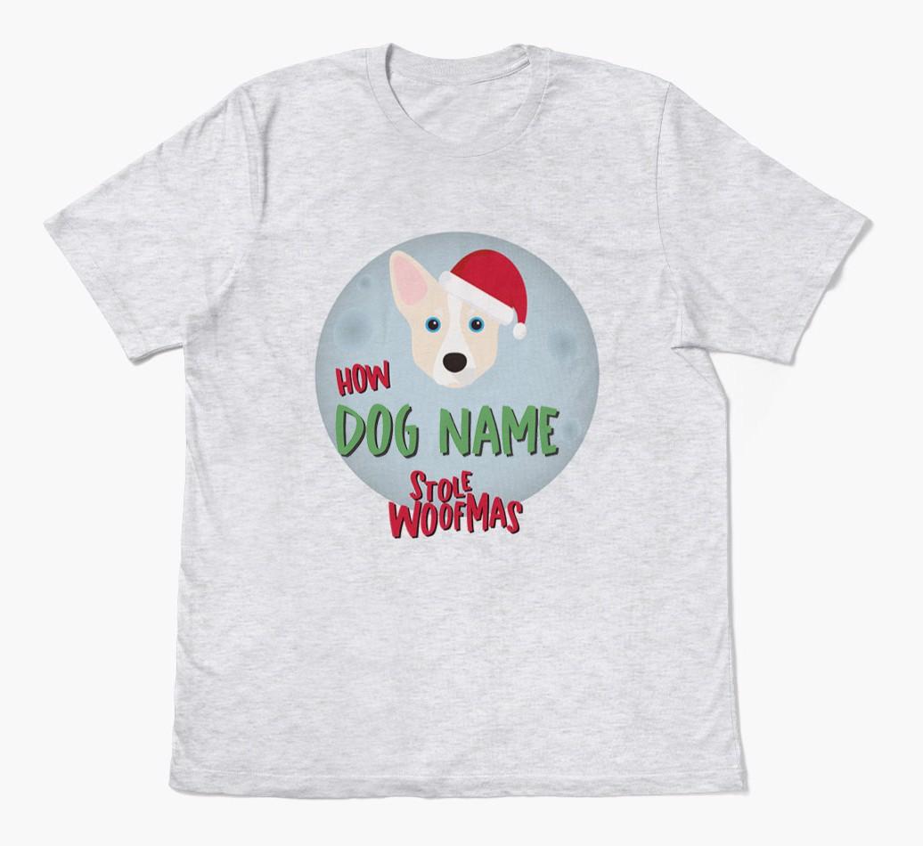 'How {dogsName} Stole Woofmas' - Personalized {breedFullName} Adult T-Shirt