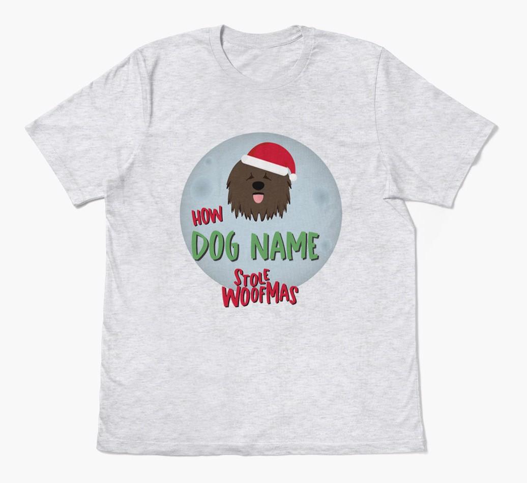 'How {dogsName} Stole Woofmas' - Personalized {breedFullName} Adult T-Shirt