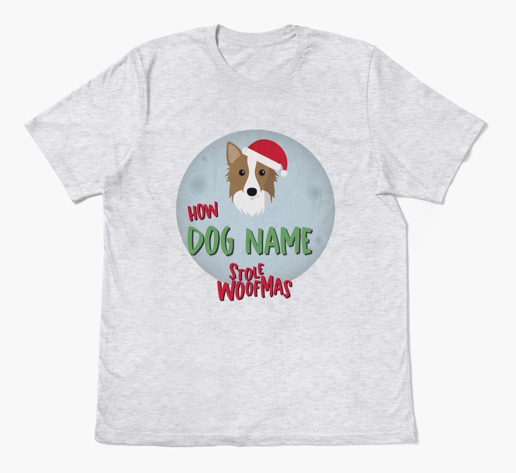 'How {dogsName} Stole Woofmas' - Personalized {breedFullName} Adult T-Shirt