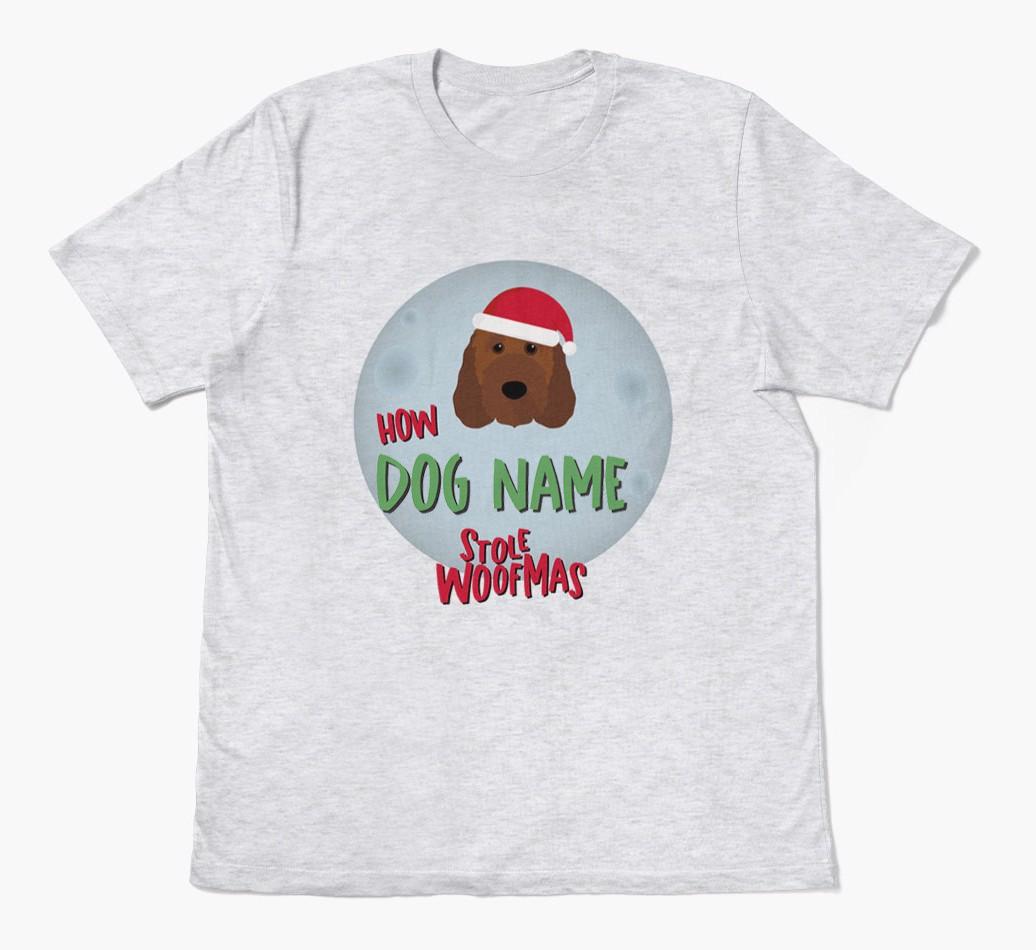 'How {dogsName} Stole Woofmas' - Personalized {breedFullName} Adult T-Shirt