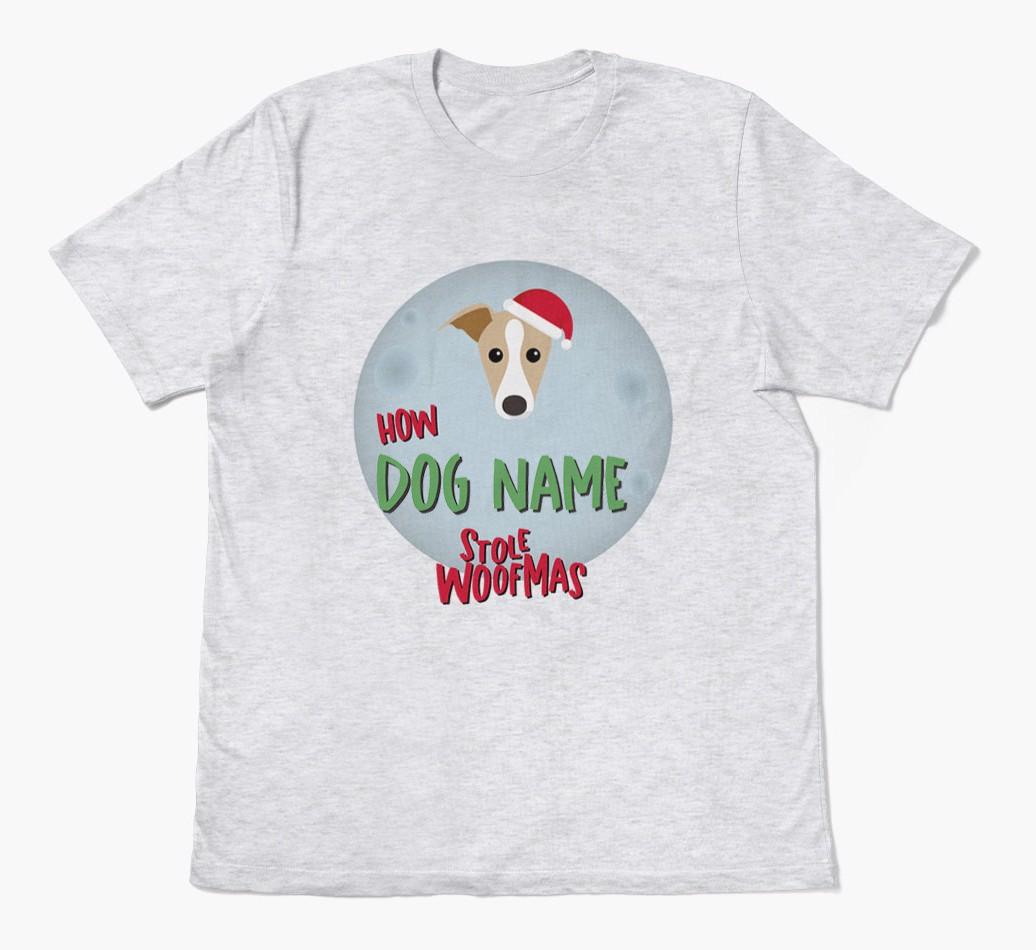 'How {dogsName} Stole Woofmas' - Personalized {breedFullName} Adult T-Shirt