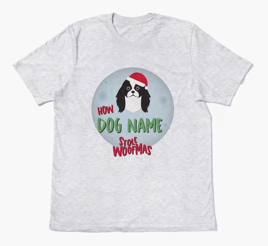 'How {dogsName} Stole Woofmas' - Personalized {breedFullName} Adult T-Shirt