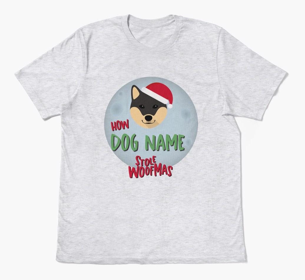 'How {dogsName} Stole Woofmas' - Personalized {breedFullName} Adult T-Shirt