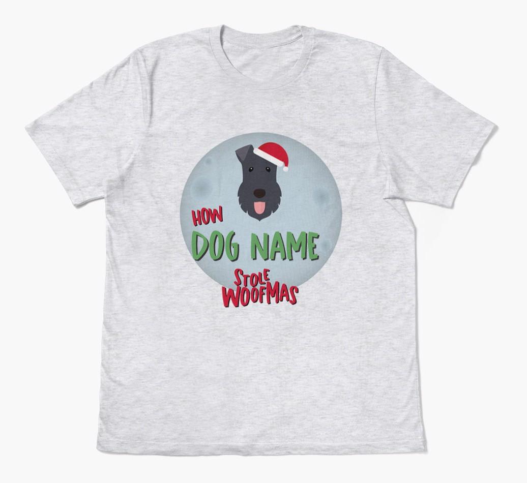 'How {dogsName} Stole Woofmas' - Personalized {breedFullName} Adult T-Shirt