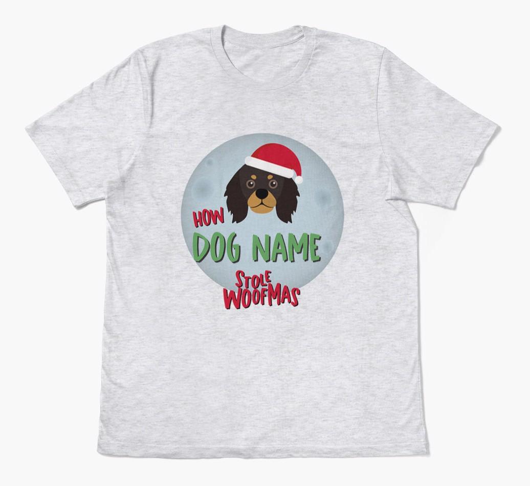 'How {dogsName} Stole Woofmas' - Personalized {breedFullName} Adult T-Shirt